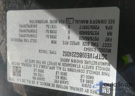 2011 GMC Sierra 1500 Sle from USA, damaged, VIN 3GTP1VE09BG224352